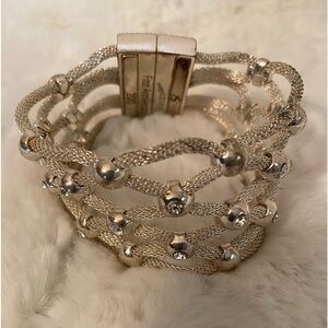 Serena Williams Jewelry 1st Anniversary Silver Magnetic Close Cuff Bracelet New